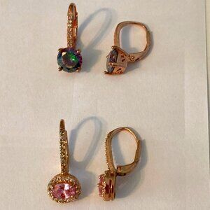 2 pairs of gold tone sterling silver earrings